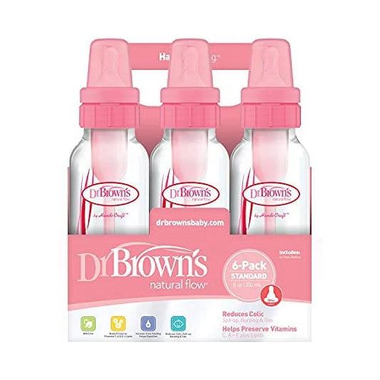 Paquete de 6 Biberones de 8 oz en Color Rosa Dr. Brown’s