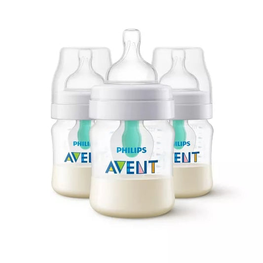 Biberones Philips Avent Anticólicos 4 oz con AirFree Set De 3 Piezas Transparente