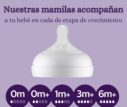 Set de Regalo para Recién Nacido Avent Natural - 2 Biberones de 9 oz, 2 Biberones de 4 oz, 1 Chupón y 1 Cepillo de Limpieza