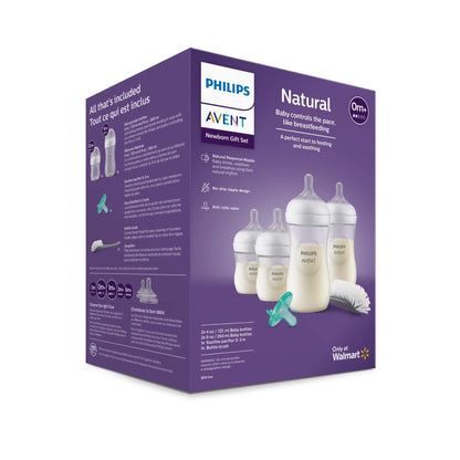 Set de Regalo para Recién Nacido Avent Natural - 2 Biberones de 9 oz, 2 Biberones de 4 oz, 1 Chupón y 1 Cepillo de Limpieza