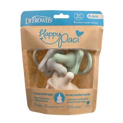 Paquete de 3 Chupetes de Silicona HappyPaci Dr. Brown's